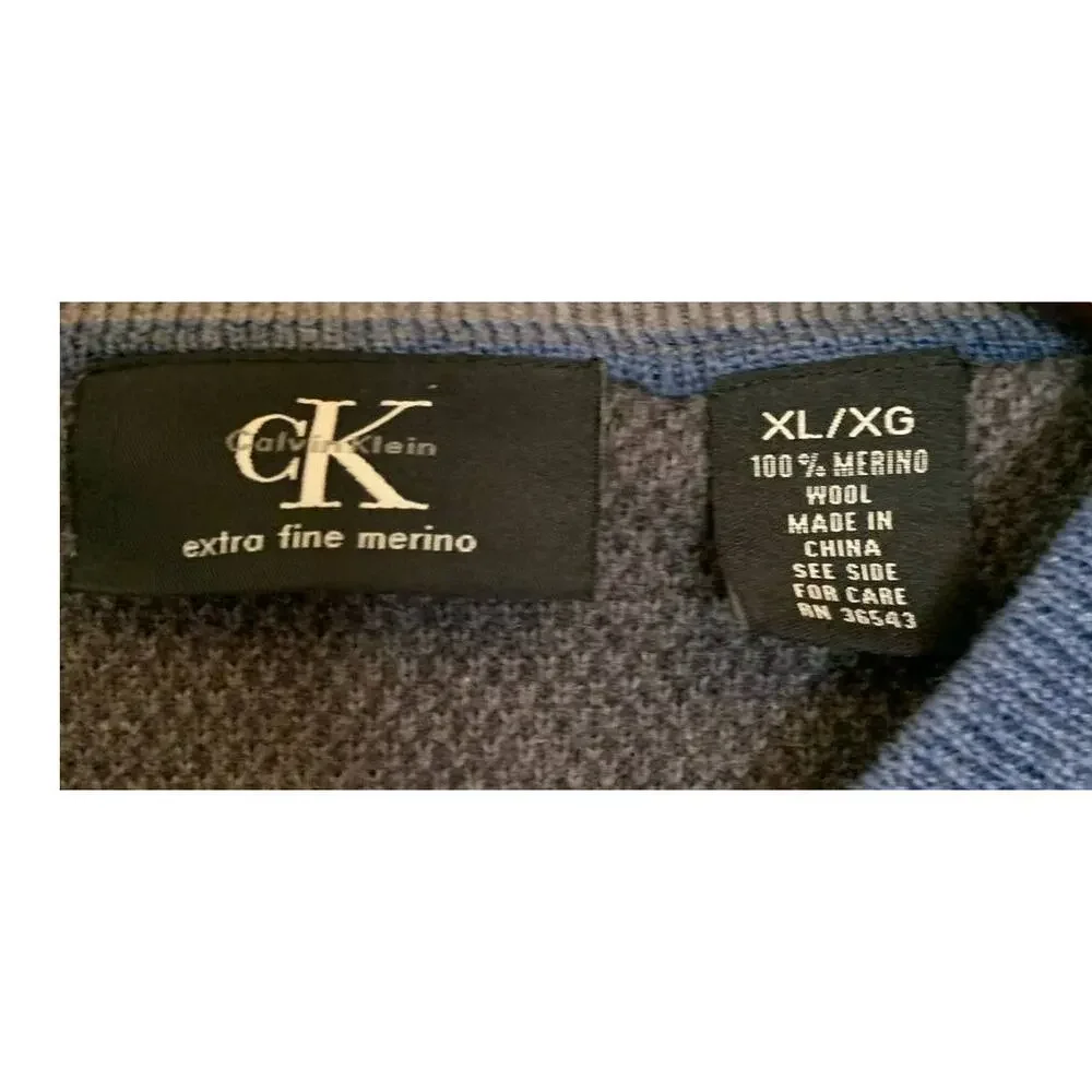 Calvin Klein 100% Merino wool v neck sweater XL men's